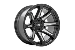 Rough Country 81 Series Wheel | One-Piece | Semi Gloss Black w/machined spokes | 20x9 | 5x5.5 | 0mm