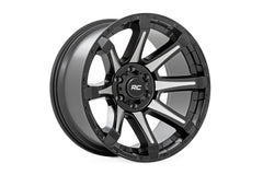 Rough Country 81 Series Wheel | One-Piece | Semi Gloss Black w/machined spokes | 20x9 | 5x150 | +18m