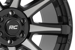 Rough Country 81 Series Wheel | One-Piece | Semi Gloss Black w/machined spokes | 20x9 | 8x180 | 0mm