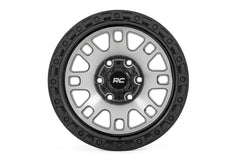 Rough Country 82 Series Wheel | One-Piece | Machined Semi Gloss Black | 17x9 | 6x5.5 | -12mm