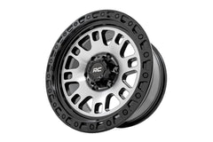 Rough Country 82 Series Wheel | One-Piece | Machined Semi Gloss Black | 17x9 | 5x4.5 | -12mm