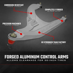 Black Forged Alum High Clearance 2" Fwd Offset Control Arms w/Ball Joints | Polaris Ranger 1000XP