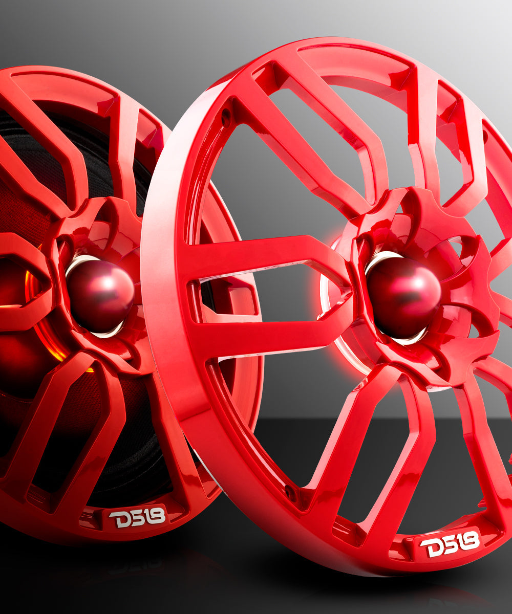 DS18 PRO-GTW10RD 10" Grill with Built-in 1.75" VC Neodymium Bullet Tweeter and RGB Lights 500 Watts Red - DS18