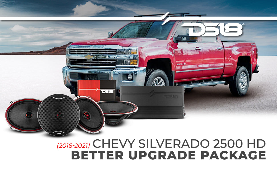 DS18 2016-2021 Chevy Silverado 2500 HD Crew and Extended Cab Front and Back Doors Speakers Better Upgrade/Replacement Package