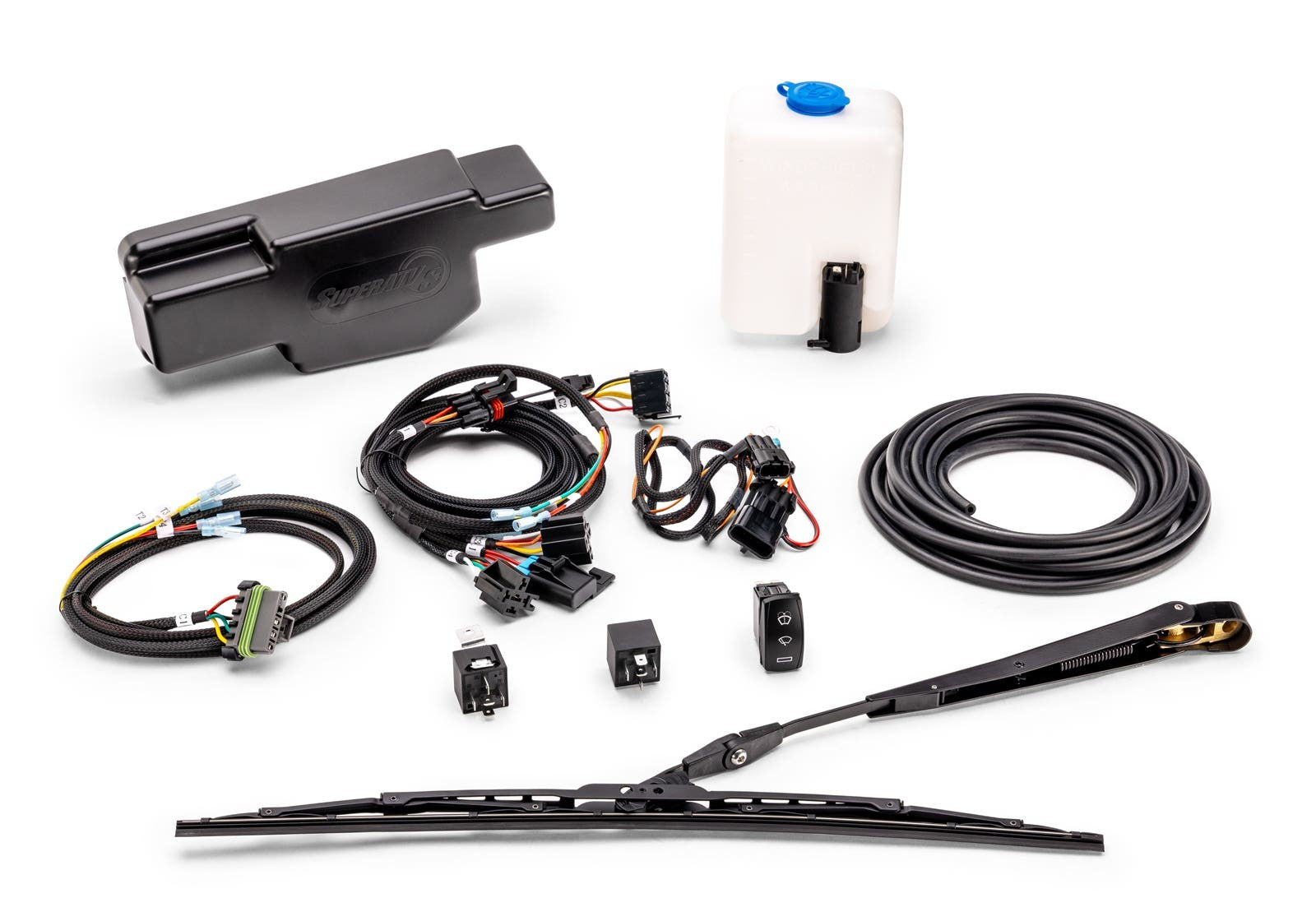 Electric UTV Windshield Wiper Kit for SuperATV MaxDrive Power Flip Glass Windshields - FGWS-CF-UF1000