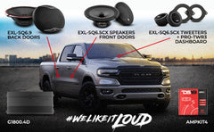 DS18 2012-2021 RAM 1500 Crew and Quad Cab Front and Back Doors Speakers Best Upgrade/Replacement Package 1800 Watts - DS18