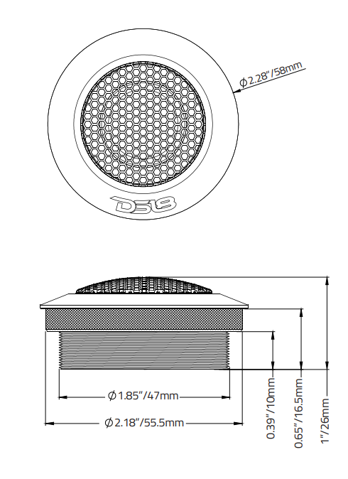2.2" Dome Neodymium Tweeter with Aluminum Body 30 Watts 1" Titanium 4-Ohm Vc - DS18