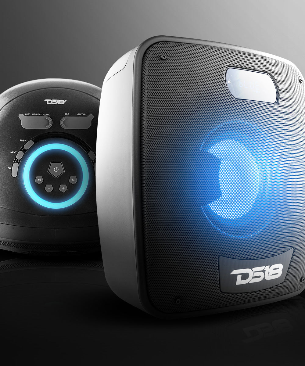 TLV 6.5" Amplified With Battery Self Powered Party Speaker With RGB LED Lights Bluetooth and TWS 200 Watts - DS18