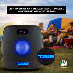 TLV 6.5" Amplified With Battery Self Powered Party Speaker With RGB LED Lights Bluetooth and TWS 200 Watts - DS18