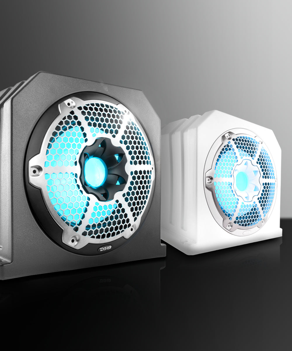 Dual 10" Marine Subwoofer Enclosure with 10" Passive Radiator and LED RGB Lights 350 Watts Rms 4-Ohm (NXL-10SUB Included)