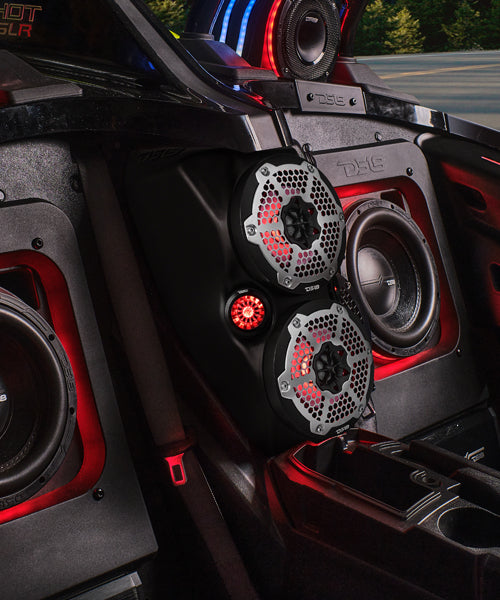Polaris Slingshot Waterfall Center Console Empty Enclosure fits 2 x 6.5" Speakers & 2 x 2.28" Bullet Tweeter | 2015 - Current