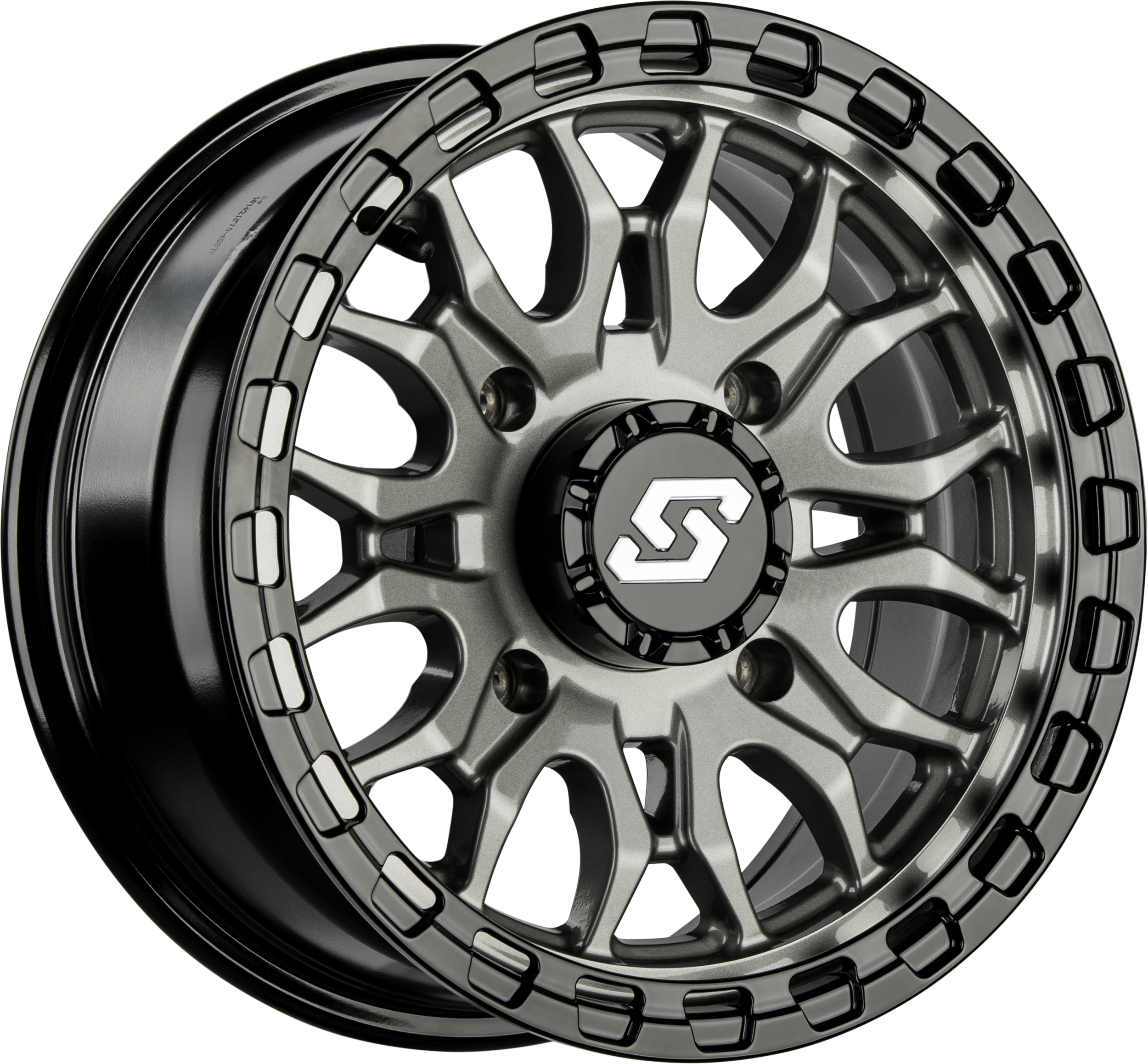 IGNITION WHEEL 14X7 4/156 +10MM GUNMETAL/BLK