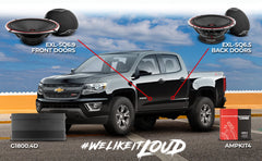 DS18 2015-2020 Chevy Colorado Crew and Extended Cab Front and Back Doors Speakers Better Upgrade/Replacement Package 1800