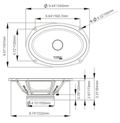 PRO 6x9" Neodymium Full-Range Bullet Loudspeaker 250 Watts Rms 4-Ohm - DS18