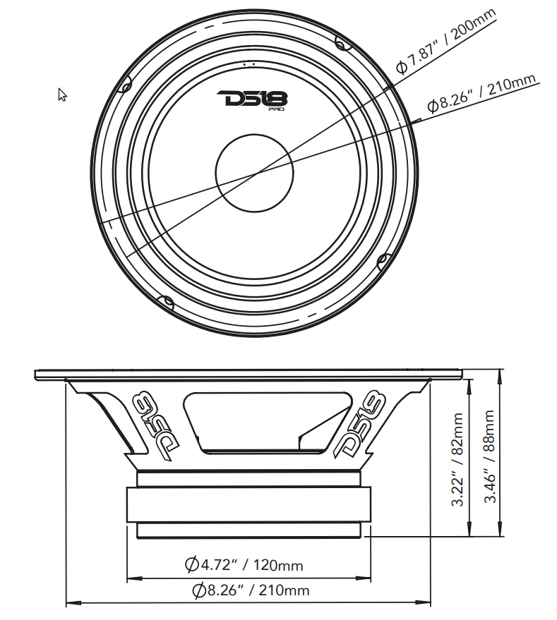 DS18 PRO-GM8 8" Mid-Range Loudspeaker 580 Watts 8-Ohm - DS18
