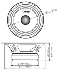 DS18 PRO-GM8B 8" Mid-Range Loudspeaker with Bullet 580 Watts 8-Ohm - DS18