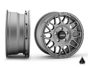 Intimidator Tires 34x10x15 on 15in. Matte Titanium Hellfire Wheels 4/136 Pattern