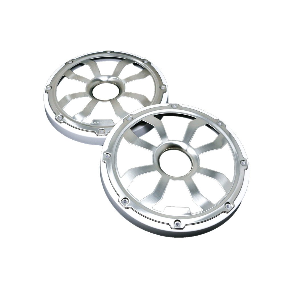 HXM8FGW -8" Elite Flush Mount Speaker Grills - Brushed Aluminum/White (Pair)