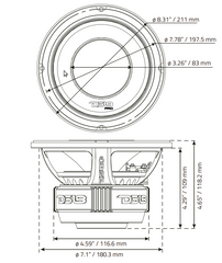PRO 8" Coaxial Hybrid Mid-Range Water resistant Cone Loudspeaker with Built-in Driver 250 Watts Rms 4-Ohm - DS18