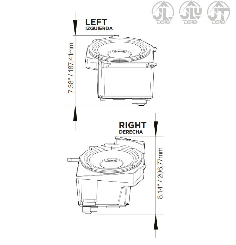 Jeep JL/JLU/JT Dash Enclosure – Loaded 6.5” Left & Right with PRO-JP6NEO, 150W RMS - DS18