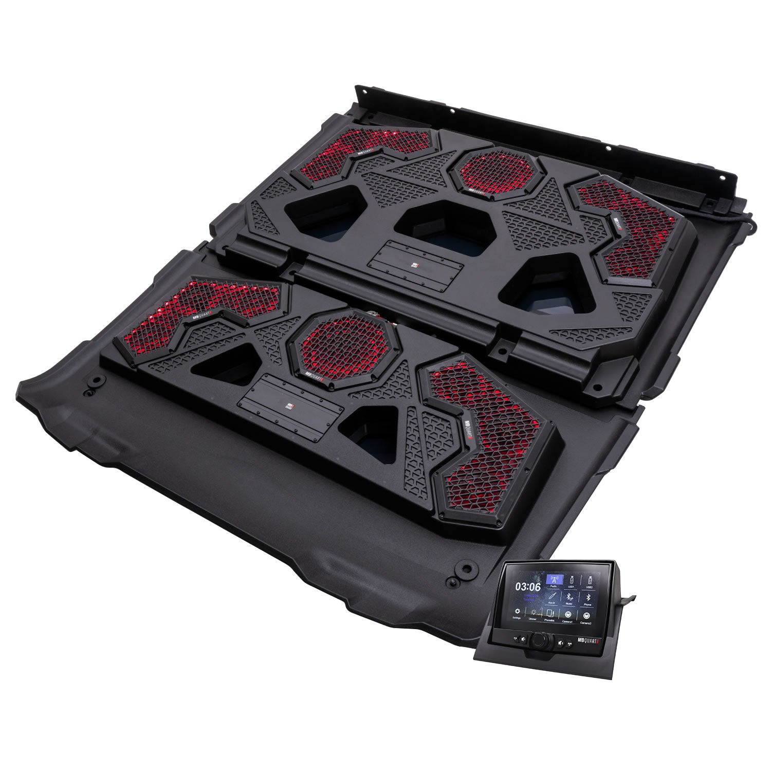 MBQRG4-S14R 1000 Watt 14 Speaker Polaris RANGER Audio Roof with 7 Inch LED Source Unit and 45 Inch Light Bar