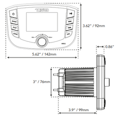 Marine and Powersports Headunit 3" LCD screen , 2 Zones, 4 volts Output, BT, RDS 4X50 Watts - DS18