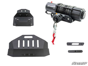 Polaris RZR XP Turbo S Winch Mounting Plate with 4500 lb. Winch for Stock Bumper
