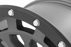 Rough Country 87 Series Wheel | Simulated Beadlock | Gray/Black | 17x8.5 | 6x5.5 | +0mm