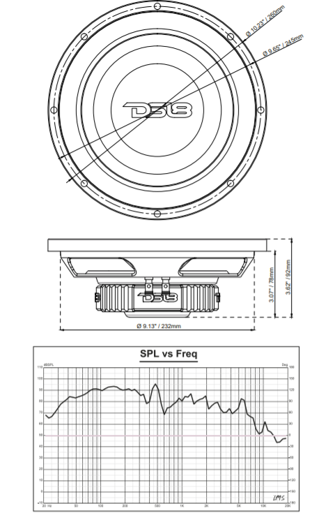 SRW Shallow-Mount 10" Subwoofer 200 Watts Rms SVC 4-Ohm - DS18