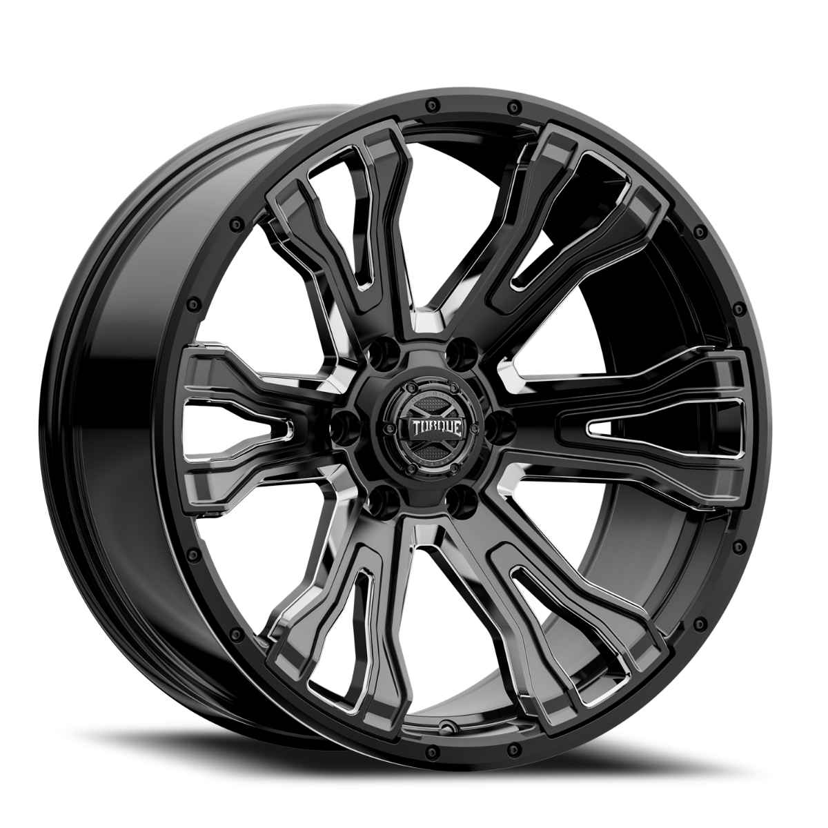 Torque Prime 20x9 6x139.7 -12mm – Gloss Black with Milled Accent