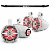 Jeep Gladiator JT Mounting Bar + 4x 8” Marine Tower Speakers with RGB LED Lights - DS18