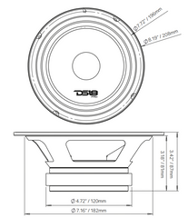 PRO-X 8" Mid-Range Loudspeaker with RGB Light Bullet 275 Watts Rms 4-Ohm - DS18