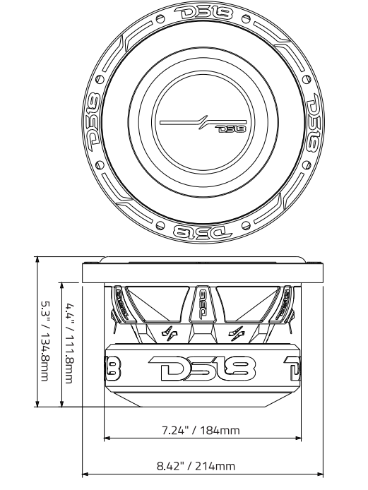 ZR 8" Subwoofer 450 Watts Rms DVC 2-Ohm - DS18