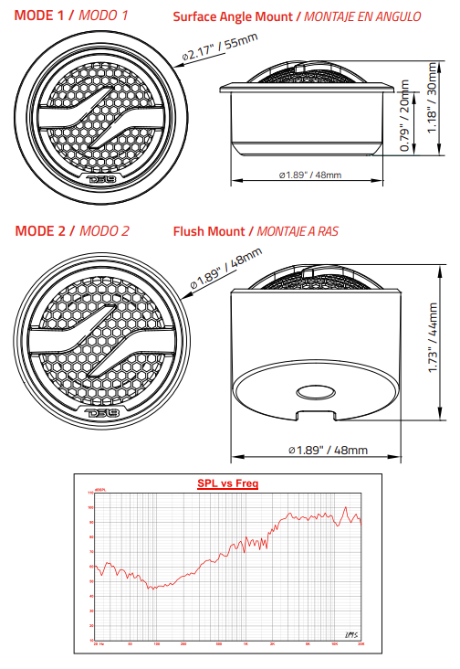 1.7" Dome Neodymium Tweeter 50 Watts 1" Pei 4-Ohm Vc - DS18