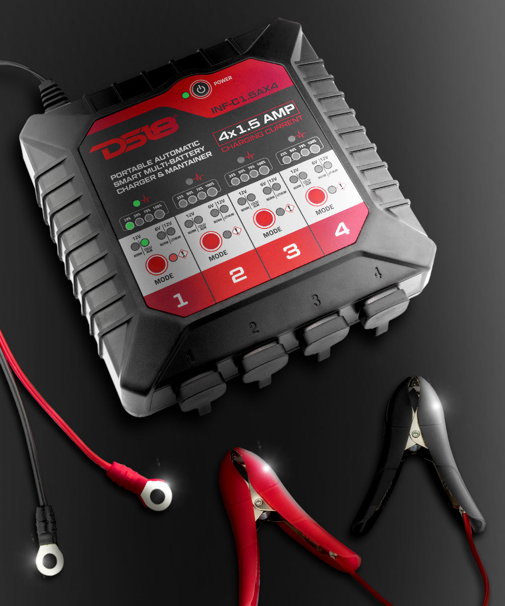 4 X 1.5 AMP Automatic Smart Lithium and AGM Battery Charger and Maintainer - DS18