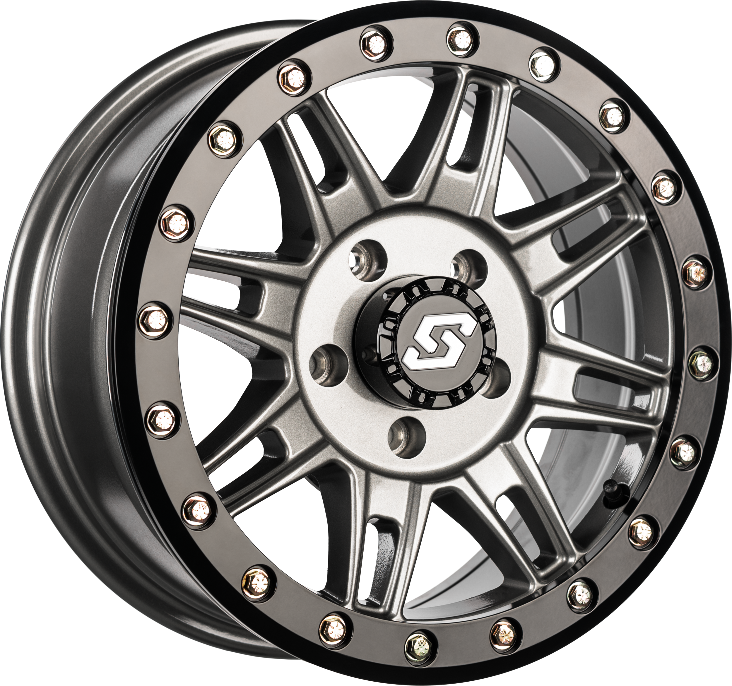 CLUTCH BDLK WHEEL 14X7 4/156 +10MM GUNMETAL/BLK