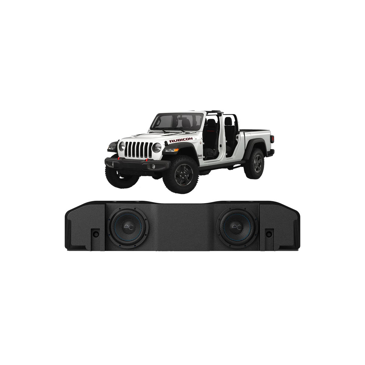 TXJTD8 Jeep Gladiator JT (2020-24) Under Seat Dual 8" Loaded Subwoofer Enclosure