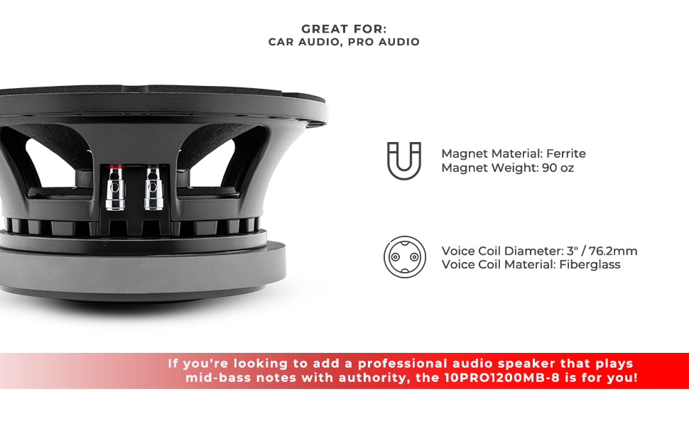 10" Mid-Bass Loudspeaker 600 Watts Rms 8-Ohm - DS18