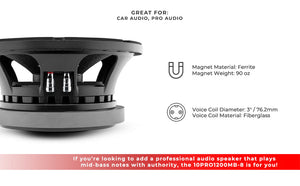 10" Mid-Bass Loudspeaker 600 Watts Rms 8-Ohm - DS18
