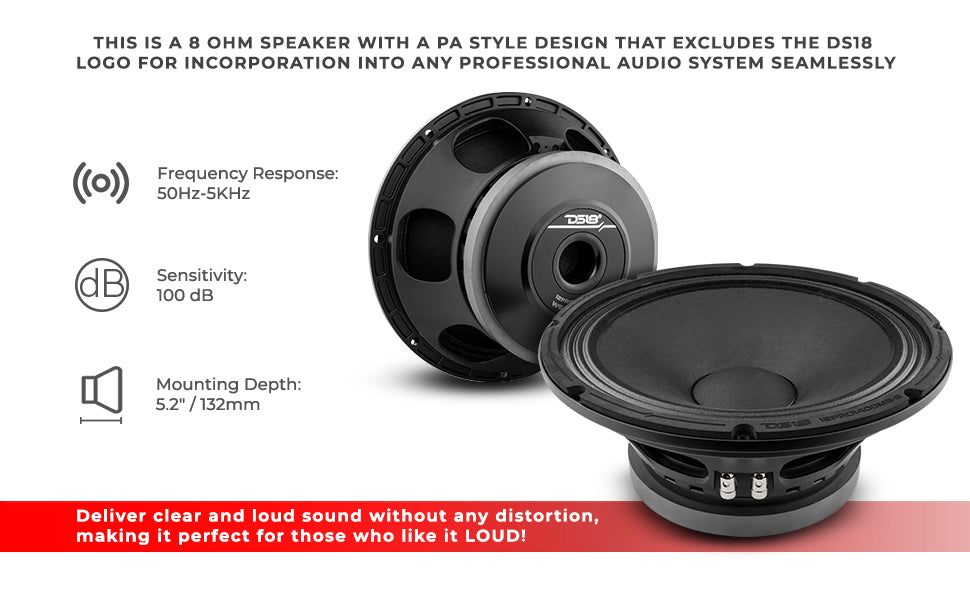 12" Mid-Bass Loudspeaker 700 Watts Rms 8-Ohm - DS18