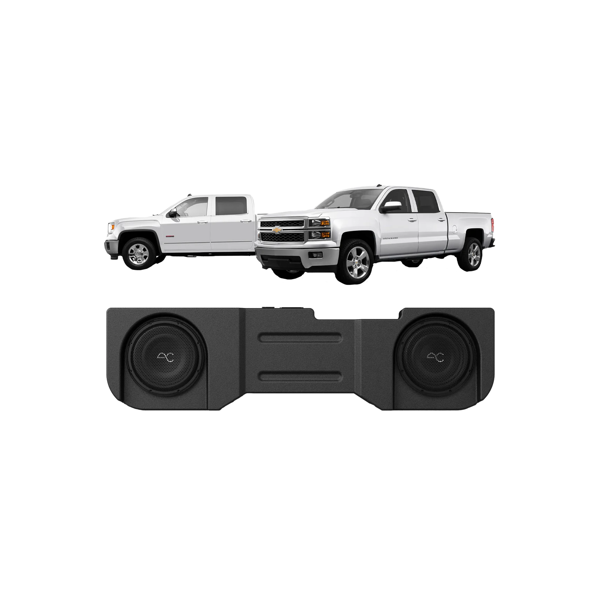 TXGM14D10 Chevy Silverado/GMC Sierra (2014-18) Under Seat Dual 10" Loaded Subwoofer Enclosure