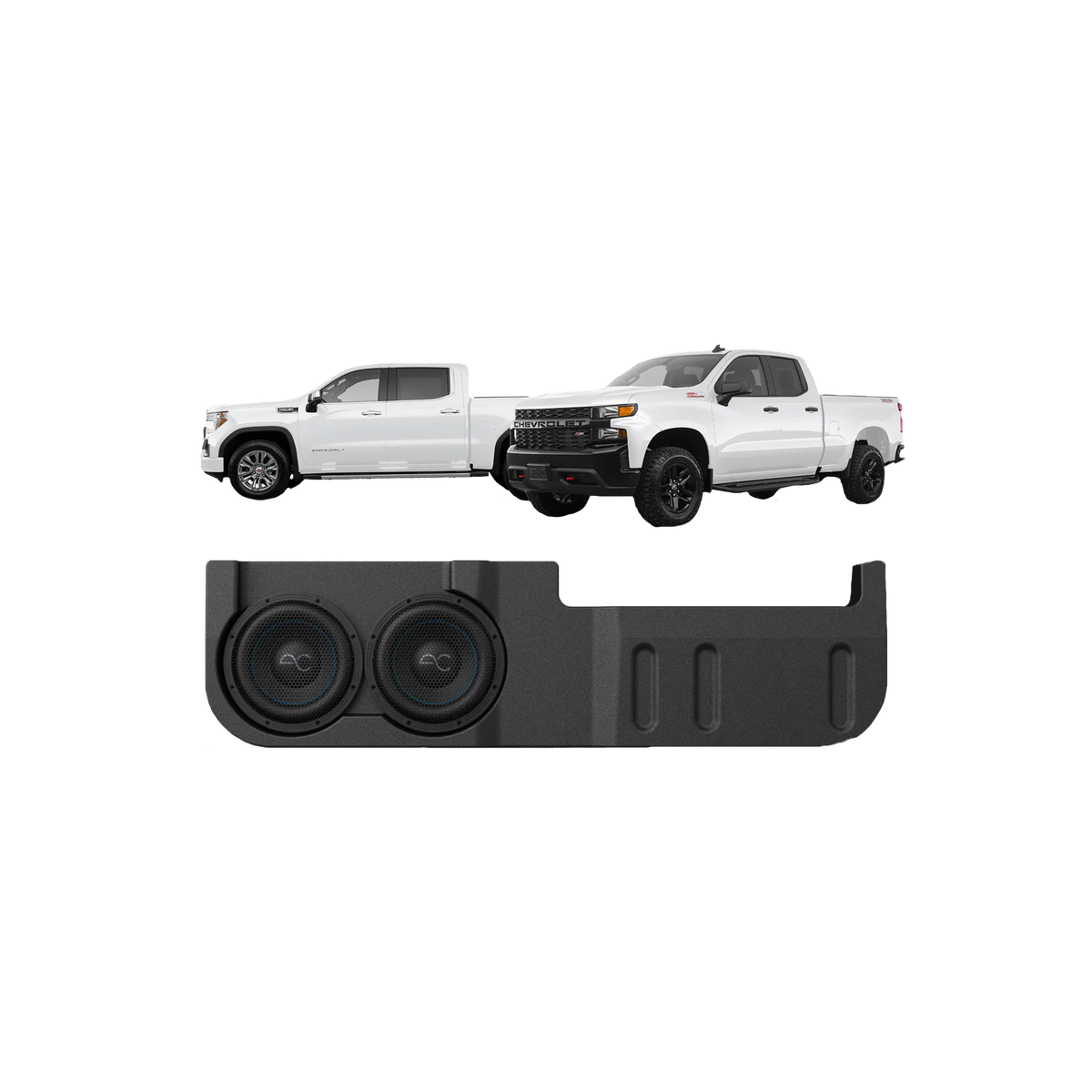 TXGM19D10 Chevy Silverado/GMC Sierra (2019+) Under Seat Dual 10" Loaded Subwoofer Enclosure