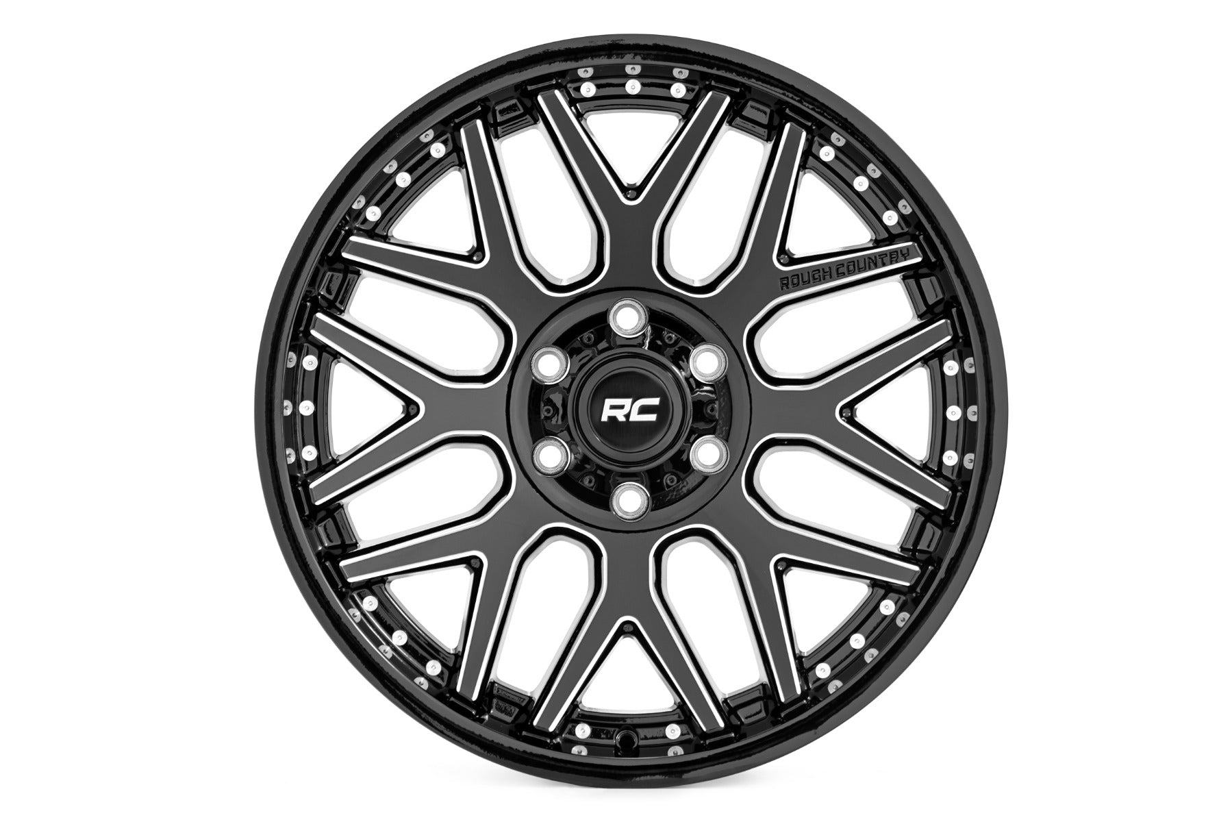 Rough Country 95 Series Wheel | Machined One-Piece | Gloss Black | 20x10 | 8x170 | -19mm