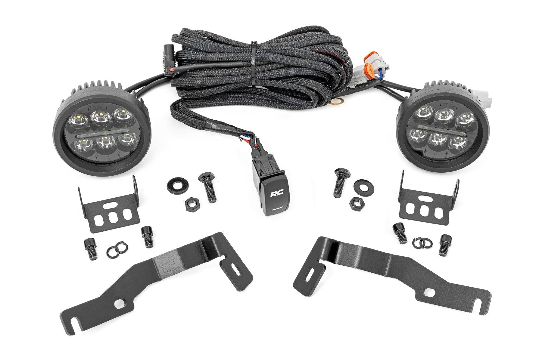 LED Light Kit | Ditch Mount | Black Series Round | 3.5 Inch | Amber DRL | Toyota Tacoma (24-26)