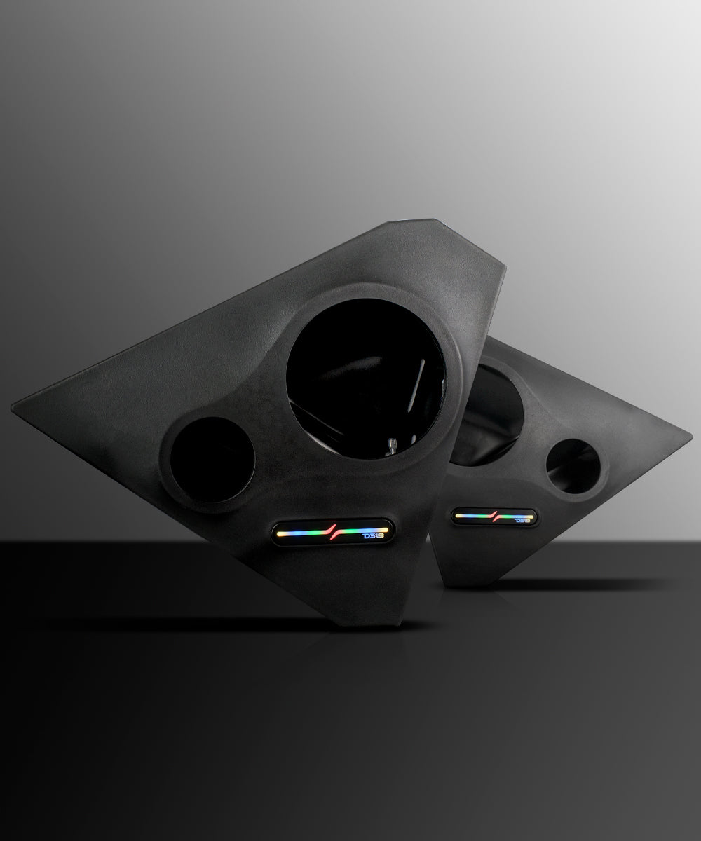 Polaris Slingshot Front Kick Empty Panel Pods With Digital LED Lights fits 2 x 6.5" Speakers and 2 x 3.8" Bullet Tweeters |