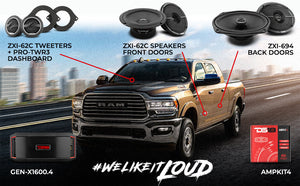 DS18 2012-2021 RAM 2500 Crew and Quad Cab Front and Back Doors Speakers Better Upgrade/Replacement Package 1600 Watts - DS18