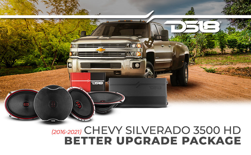 DS18 2016-2021 Chevy Silverado 3500 HD Crew and Extended Cab Front and Back Doors Speakers Better Upgrade/Replacement Package