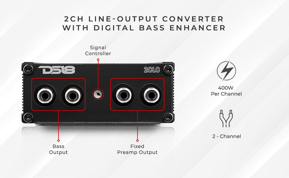 2-Channel Line Output Converter with Digital Bass Enhancer - DS18