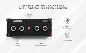 2-Channel Line Output Converter with Digital Bass Enhancer - DS18