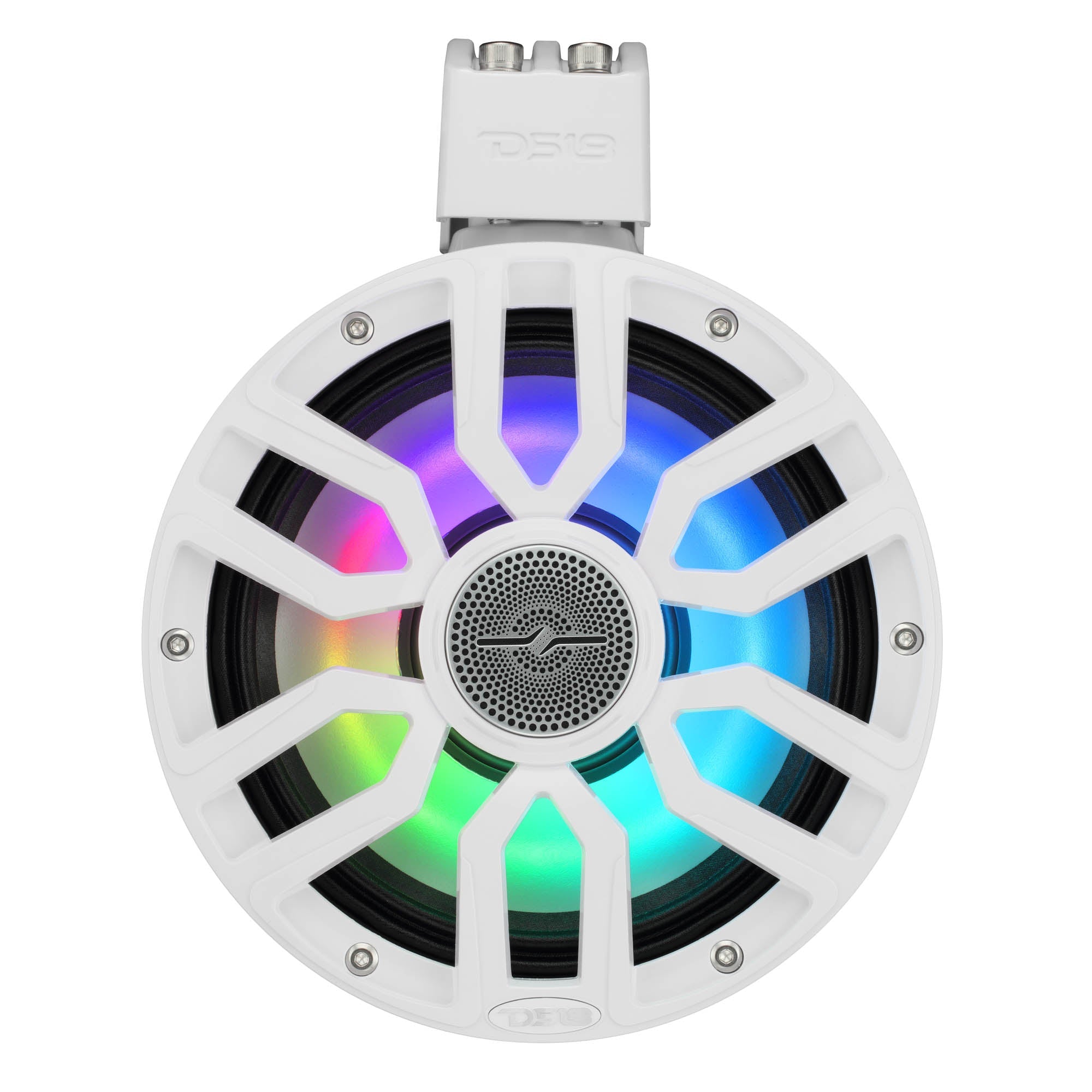 8" NXL-iQ Marine Tower Speaker with Digital LED Lights, Neodymium Magnet, 1" Compression Driver, IP65 Rated, 350W RMS, 4-Ohm